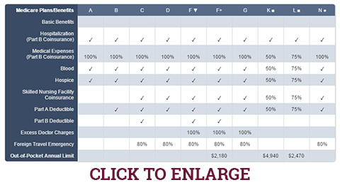 Standardized Medicare Supplement Plans Chart 2019